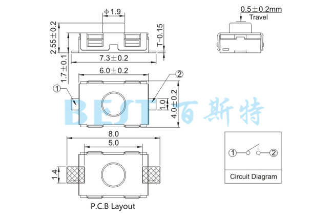 輕觸開關1181_TS-1181GJ_技術參數